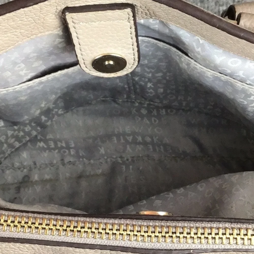 Kate Spade Evangelie Larchmont Avenue Taupe Leather Satchel Tote‎ Purse